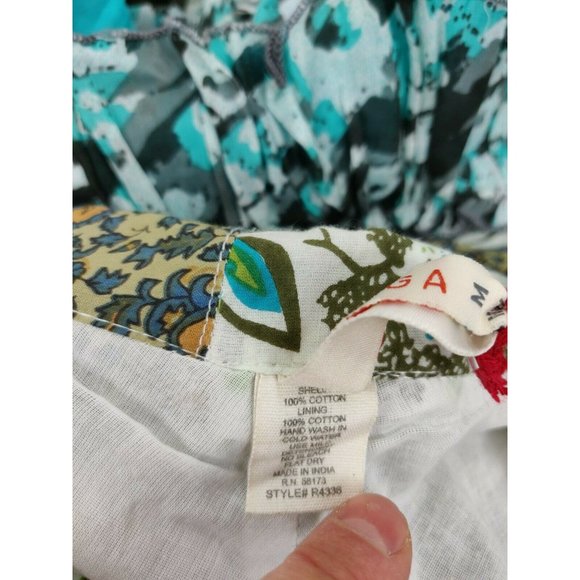 $170 Anthropologie Raga Size M Floral Patchwork Ruffle Lined Maxi Skirt Boho - Picture 9 of 9